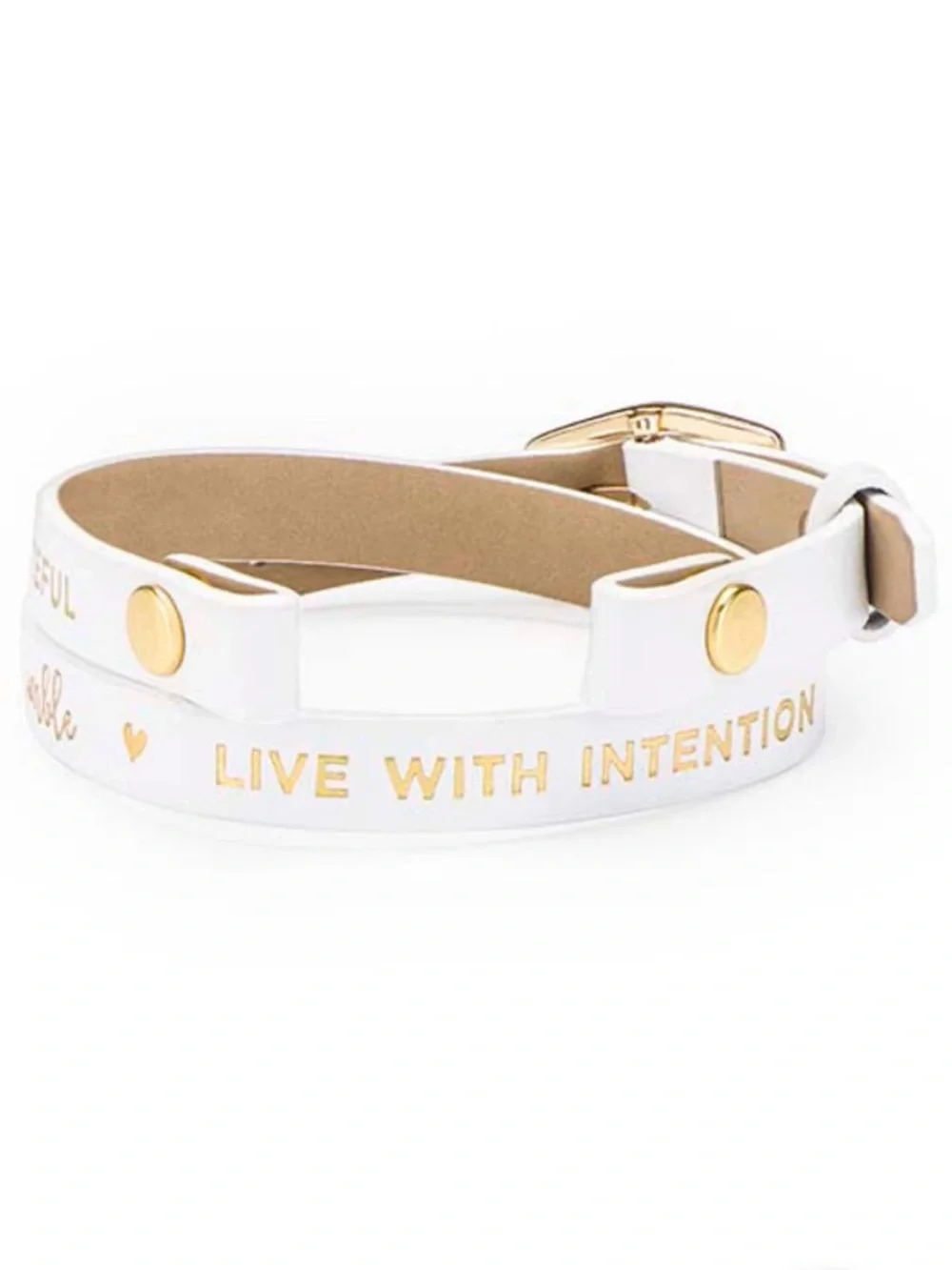 Origami Owl White with Gold Words Double Wrap Band